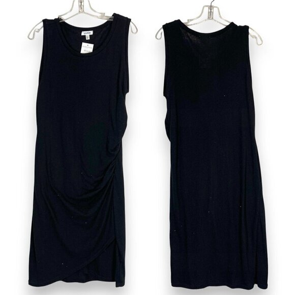 Black Ruched Dress Knit Midi Bodycon XL - Picture 10 of 10